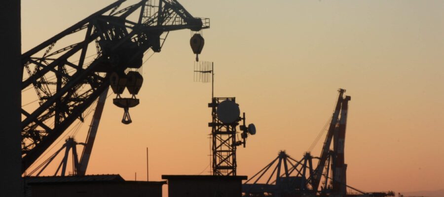 Silhouette of cranes