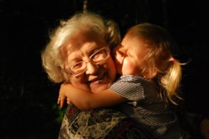 Granny hugs grandaughter