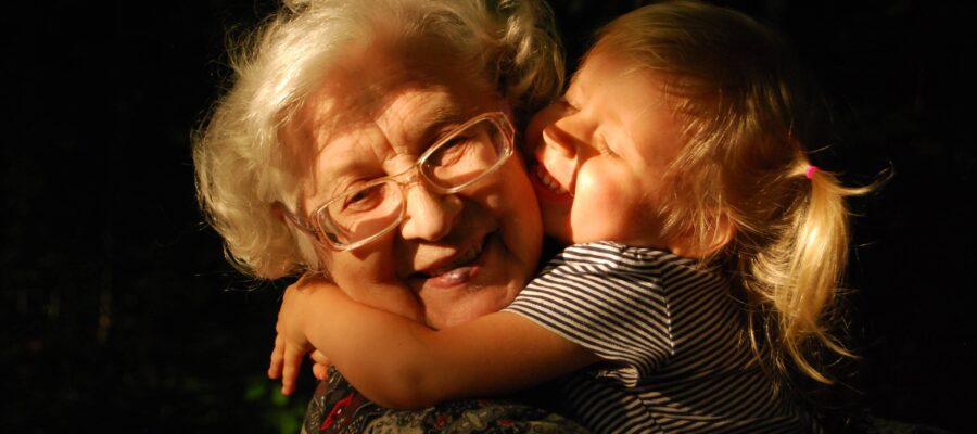Granny hugs grandaughter
