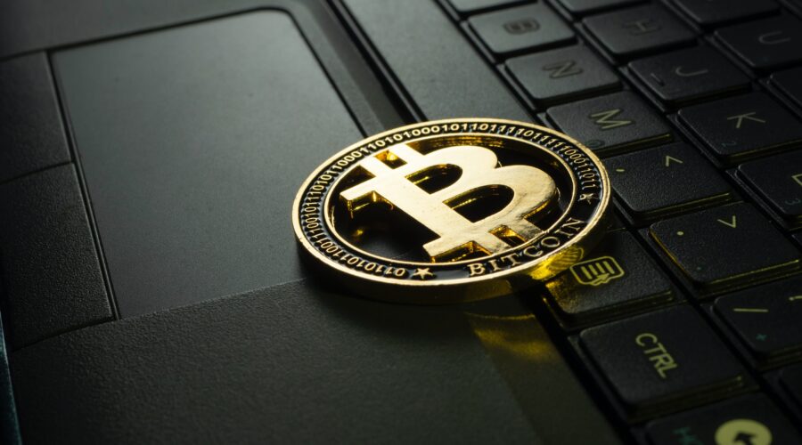 Bitcoin on laptop