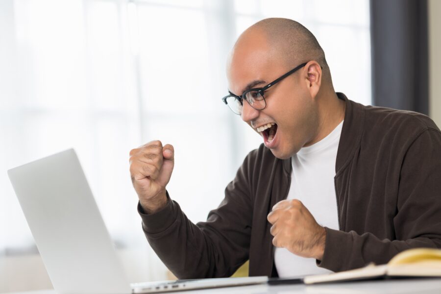 Happy man hires an accountant