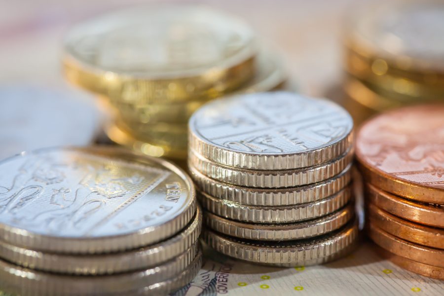 Piles of British coins